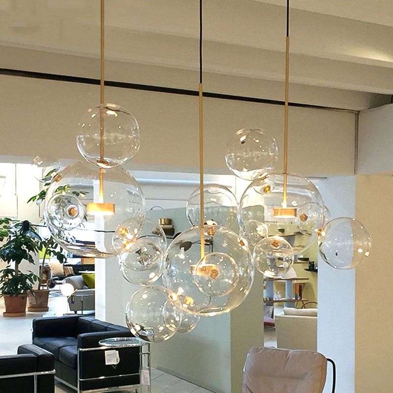 Siljoy Modern Rectangular Bubble Glass Chandelier Lighting